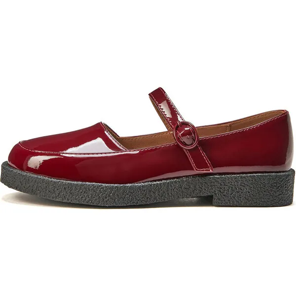 Age of Innocence Aria 2.0 Patent Leather Flatform Sole Mary Jane Shoes, Burgundy