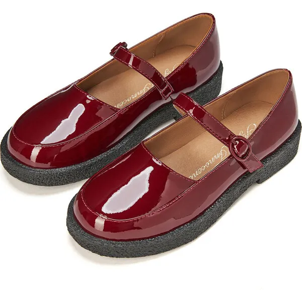 Age of Innocence Aria 2.0 Patent Leather Flatform Sole Mary Jane Shoes, Burgundy