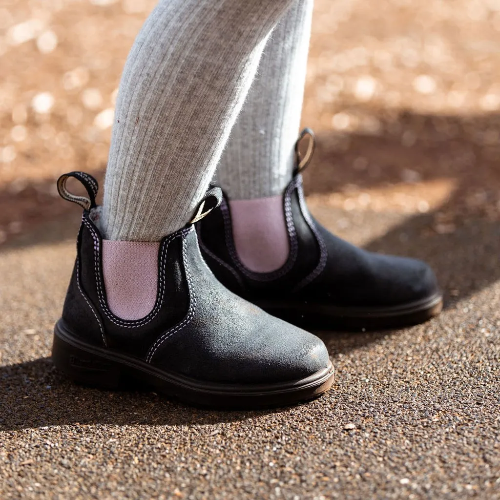 Blundstone 2195 - Kids Navy Suede with Pale Pink Elastic - A One Clothing