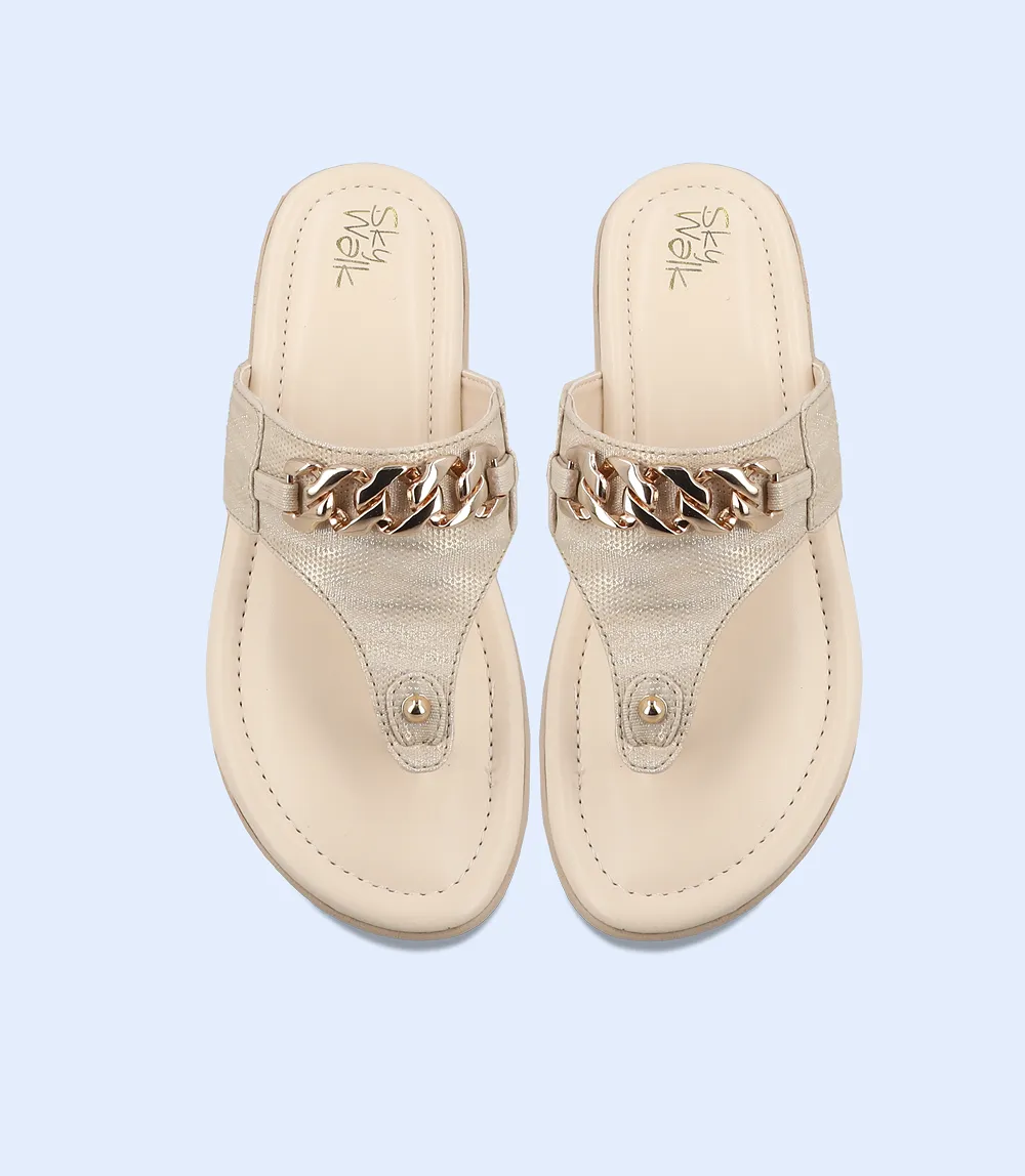 BW9752-BEIGE-Women Comfort Chappal