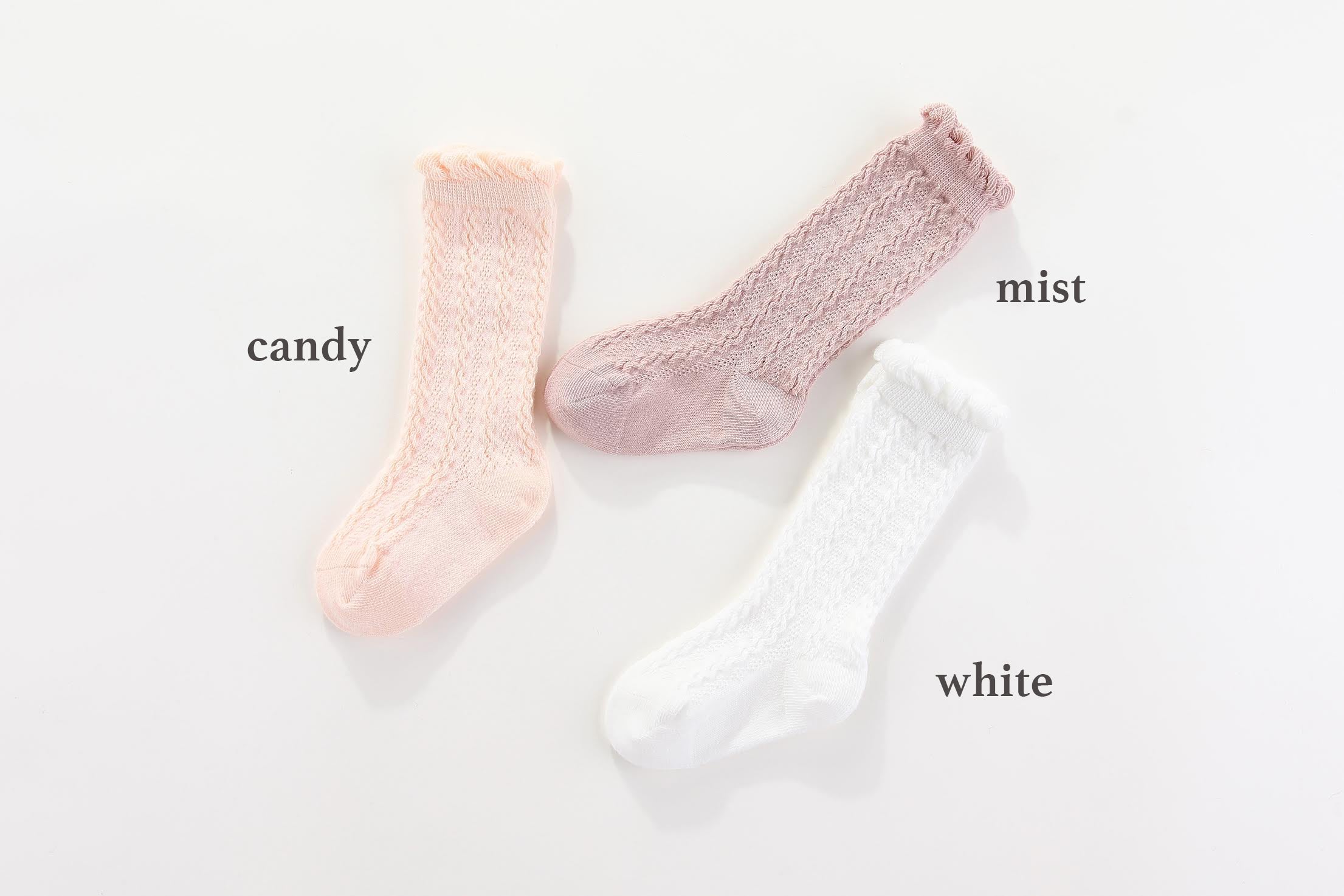 CHAIN KNEE HIGH SOCKS: white, mist, candy 0-1Y, 1-2Y, 2-4Y,