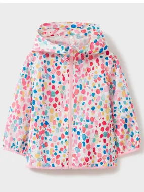 Crew Clothing Girls Rainbow Paint Waterproof Lightweight Packable Jacket - Multi