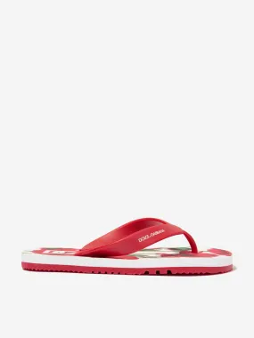 Dolce & Gabbana Kids - Girls Poppy Print Flip Flops in Red | Childsplay Clothing