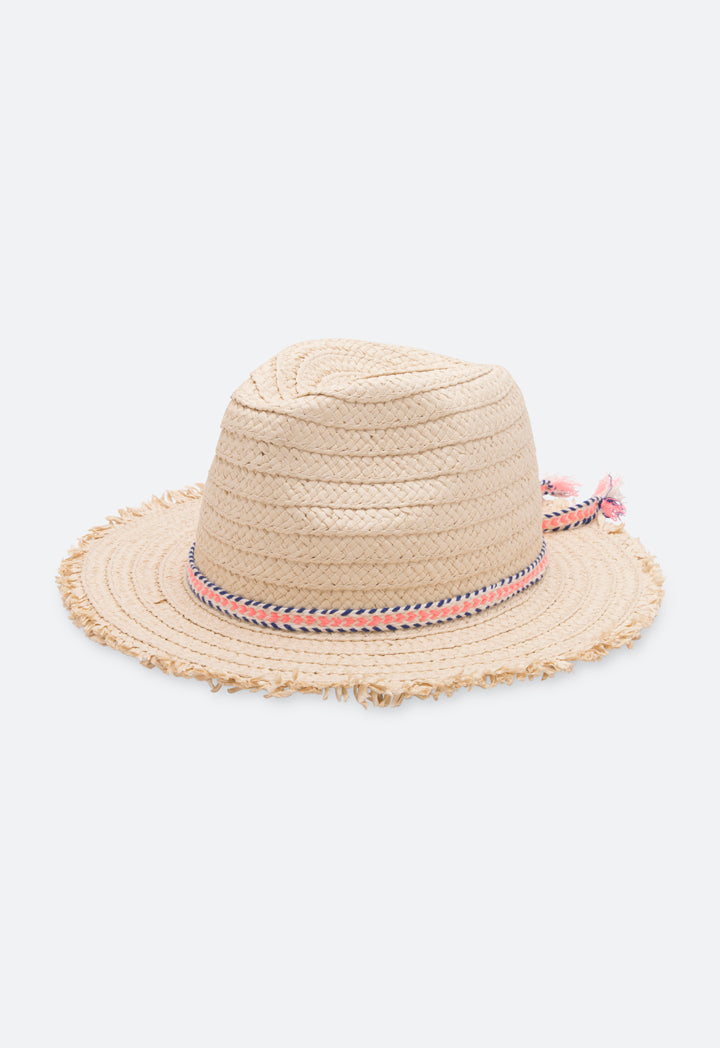 Frayed Edge Straw Bucket Hat