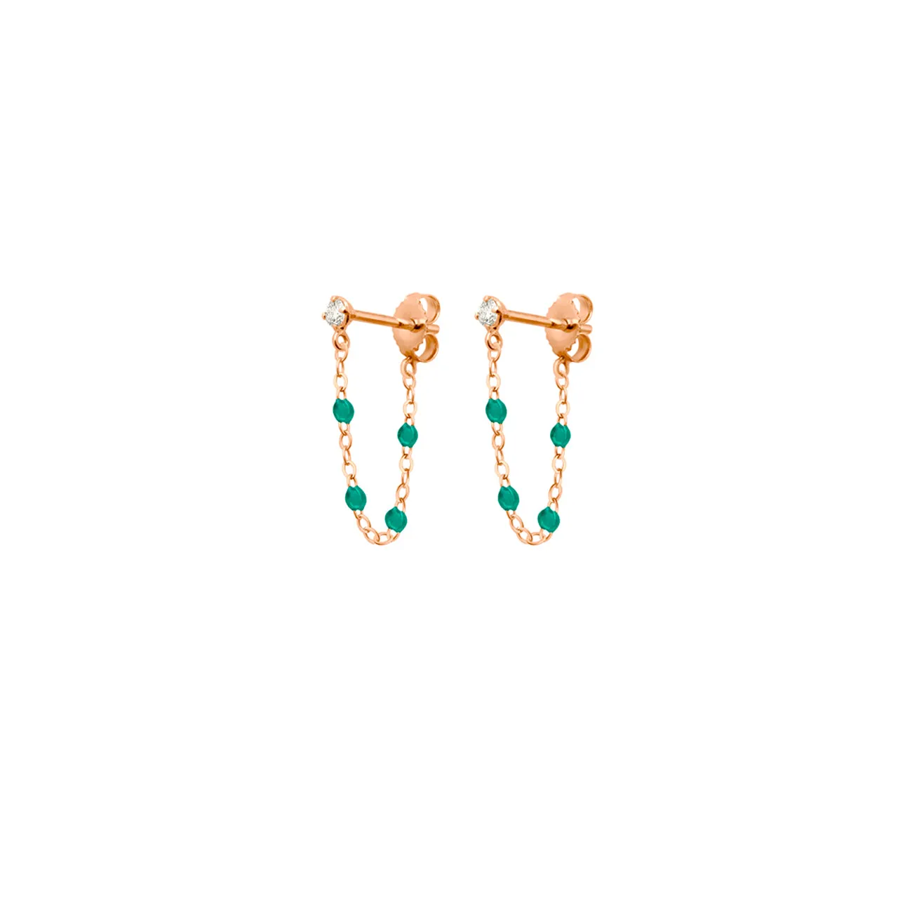 Gigi Supreme Diamond earrings, Emerald, Rose Gold