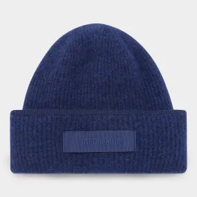 JACQUEMUS Le Bonnet Logo Beanie Hat - Navy