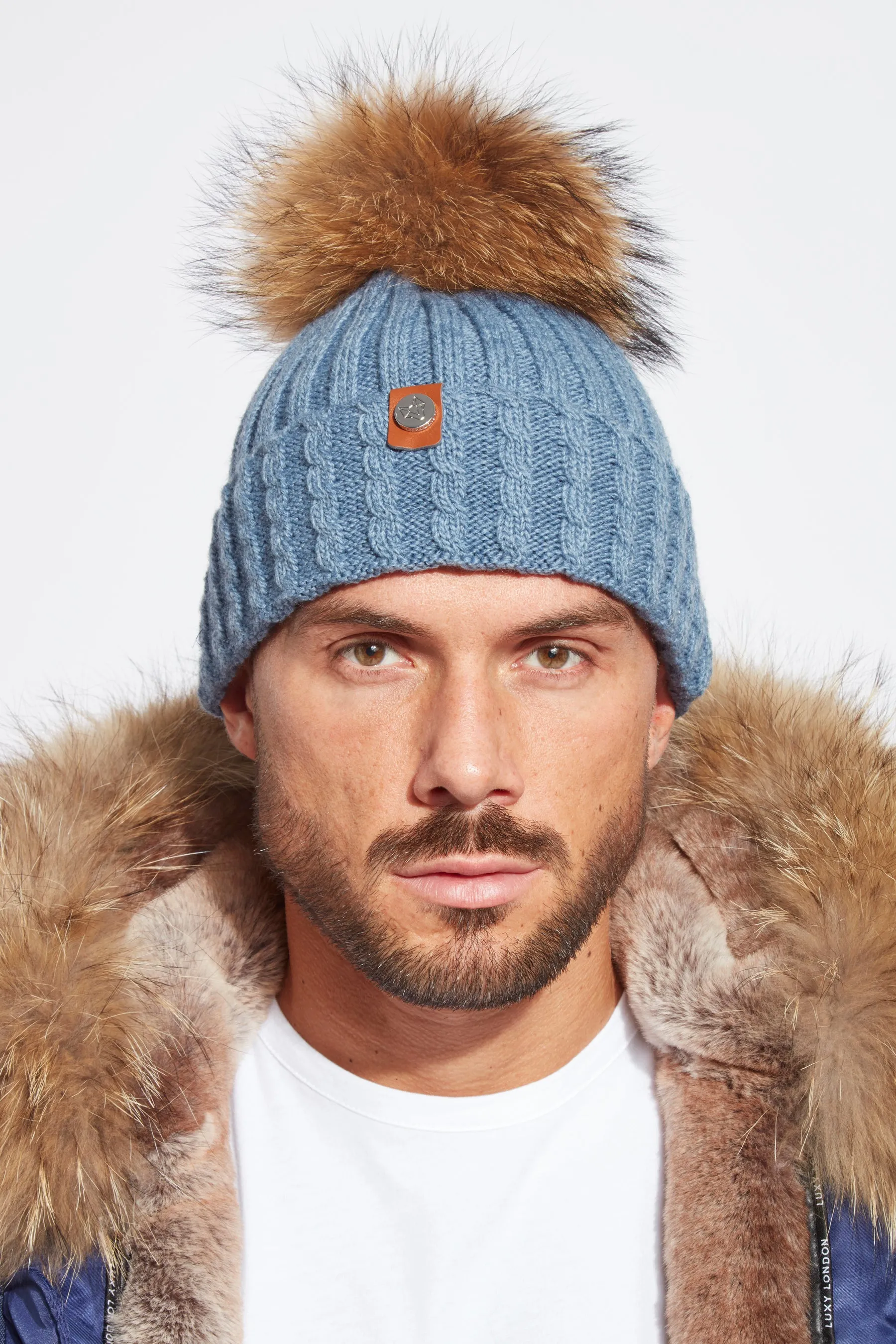 Mens Boston Pom Pom Hat - Denim