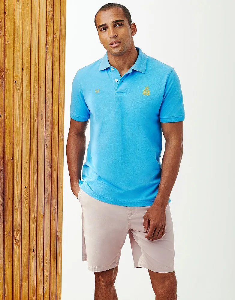 Men's Henley Crested Stretch Polo Shirt from Crew Clothing Company