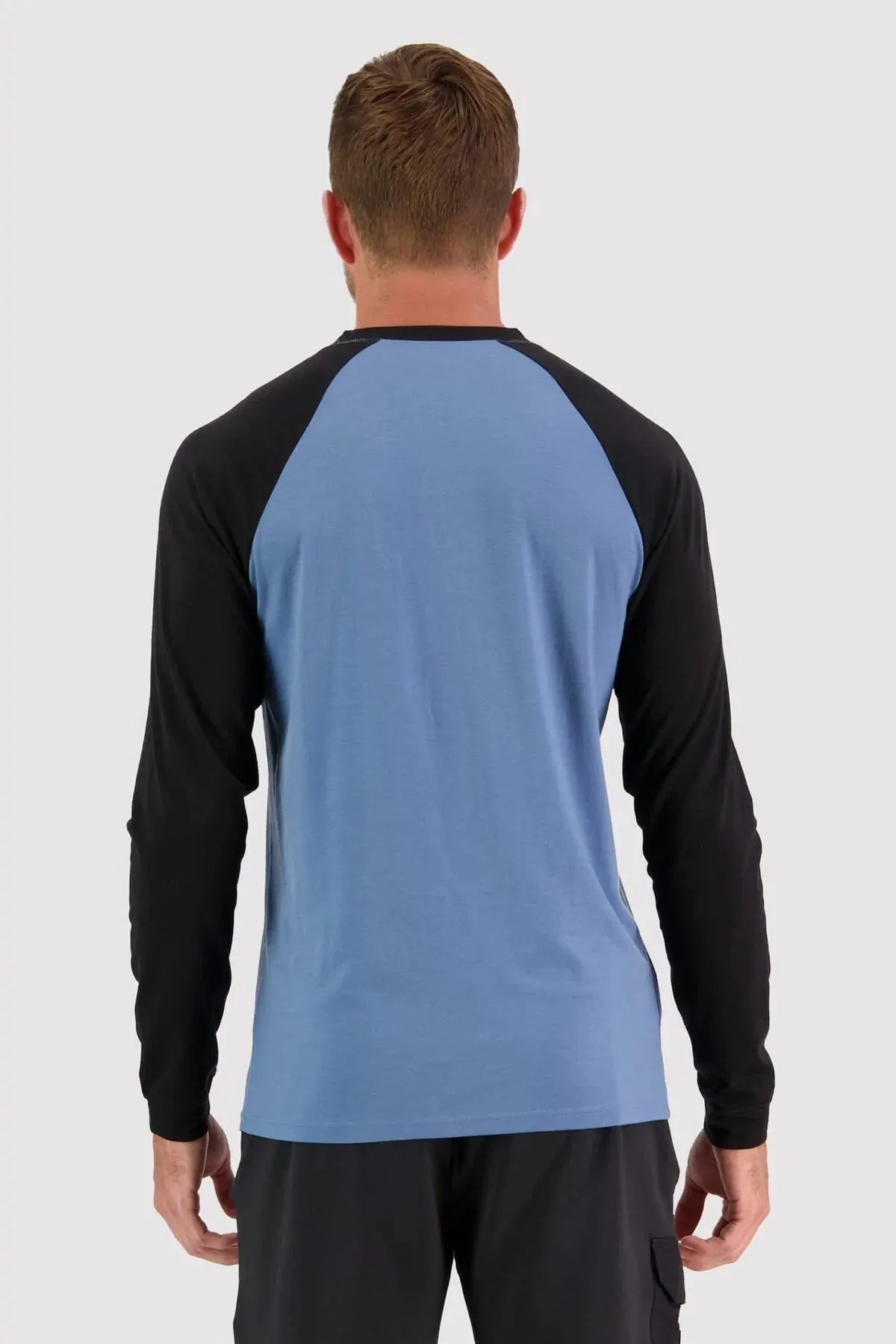 Men's Mons Royale Icon Merino Air-Con Ragaln L/S Jersey - Blue Slate / Black | Cycle Clothing UK