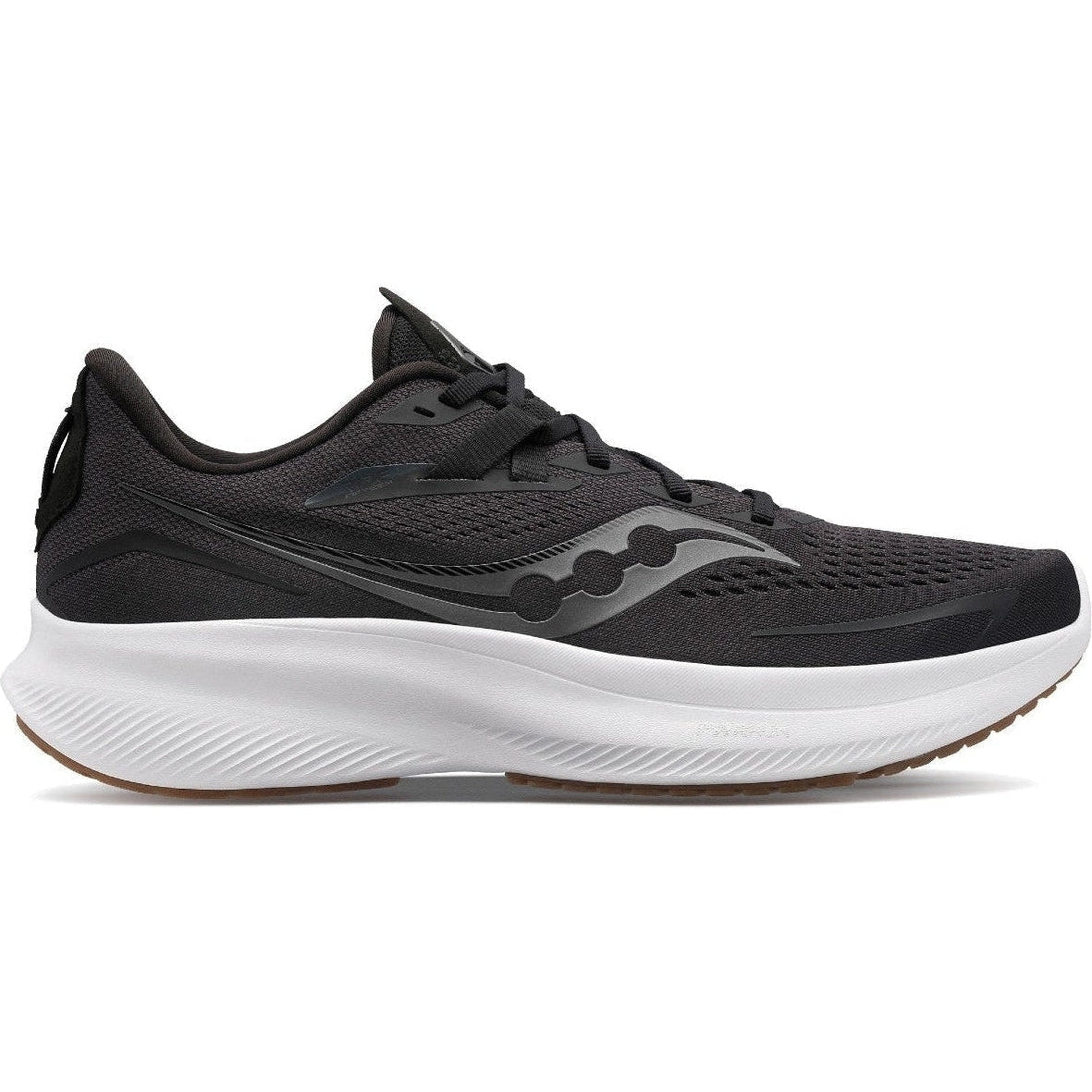 Men's Saucony Ride 15, BLACK/GUM, 9 D Medium