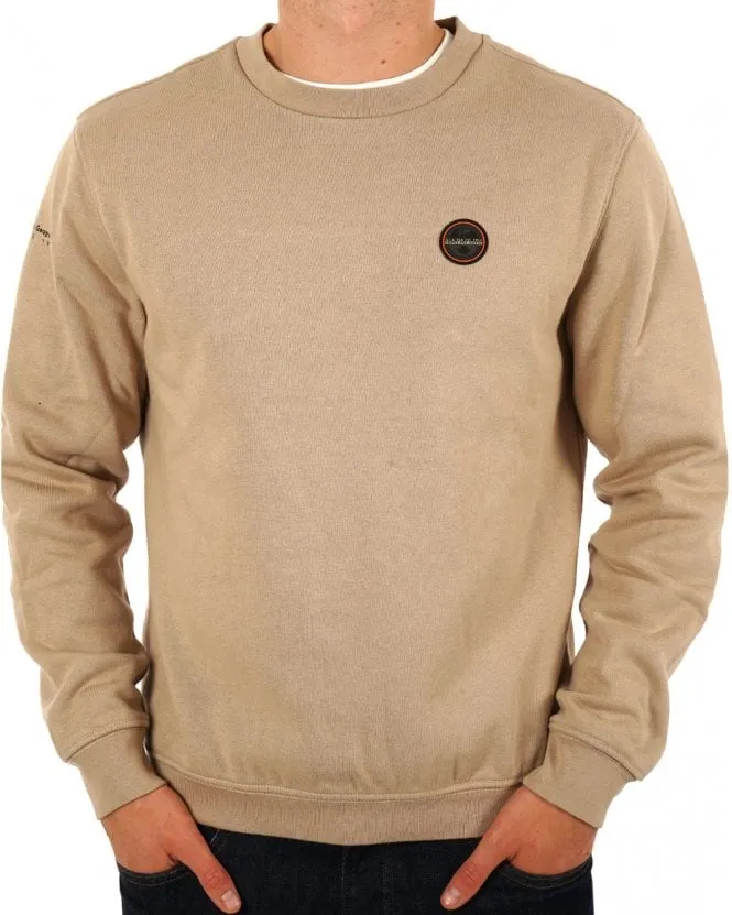 Napapijri Badge Crew Sweatshirt Beige Rocky