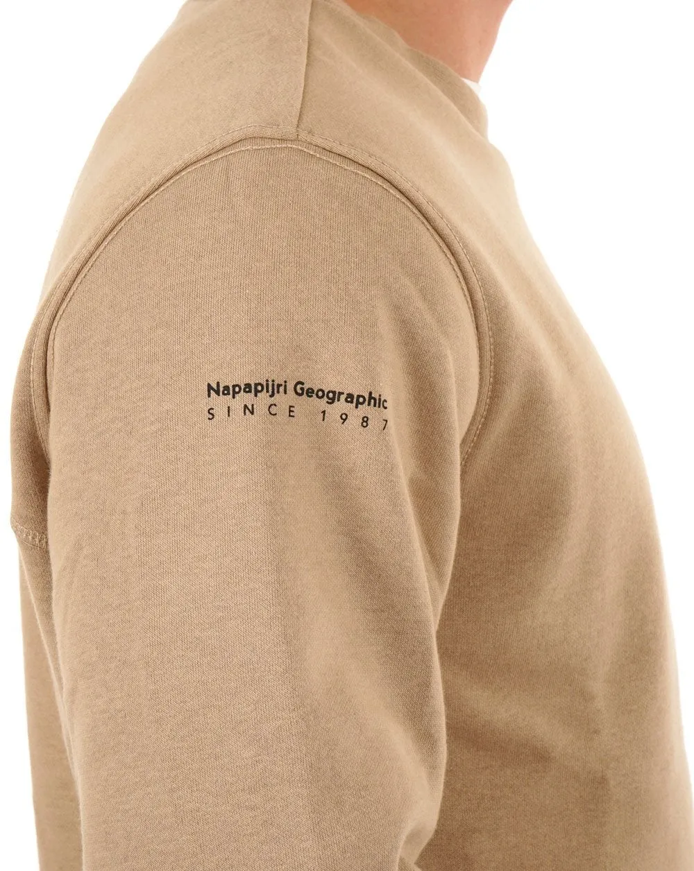 Napapijri Badge Crew Sweatshirt Beige Rocky