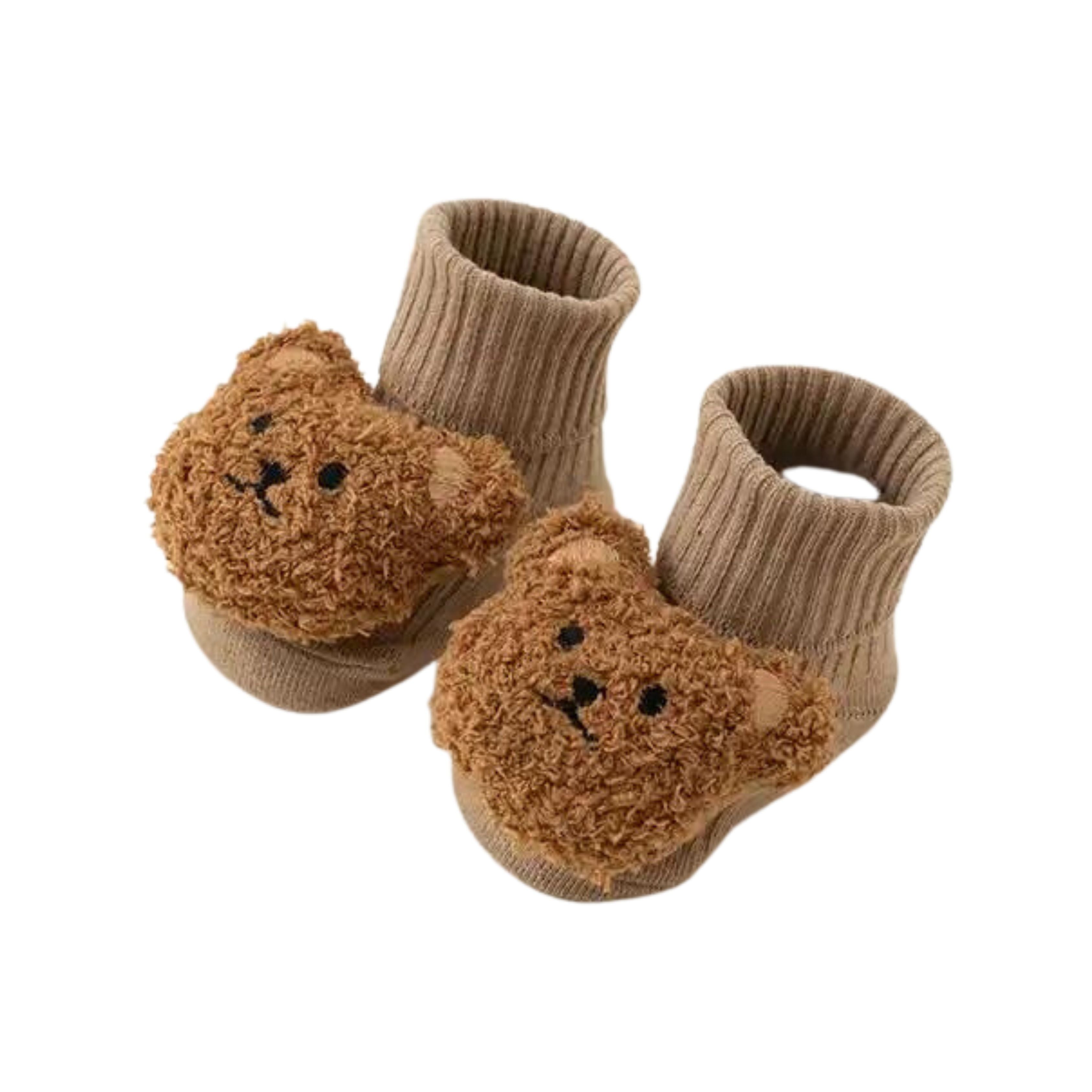 Non-Slip 3D Baby Floor Socks in Brown Bear