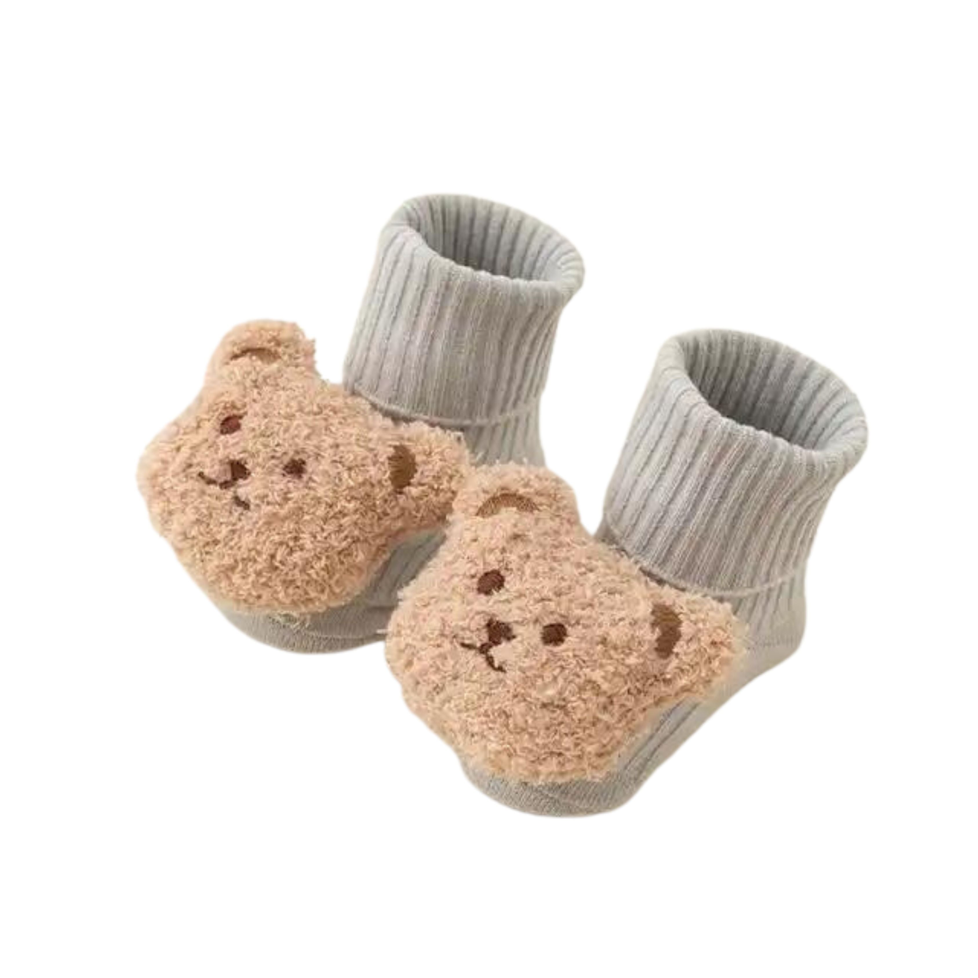 Non-Slip 3D Baby Floor Socks in Grey Daisey