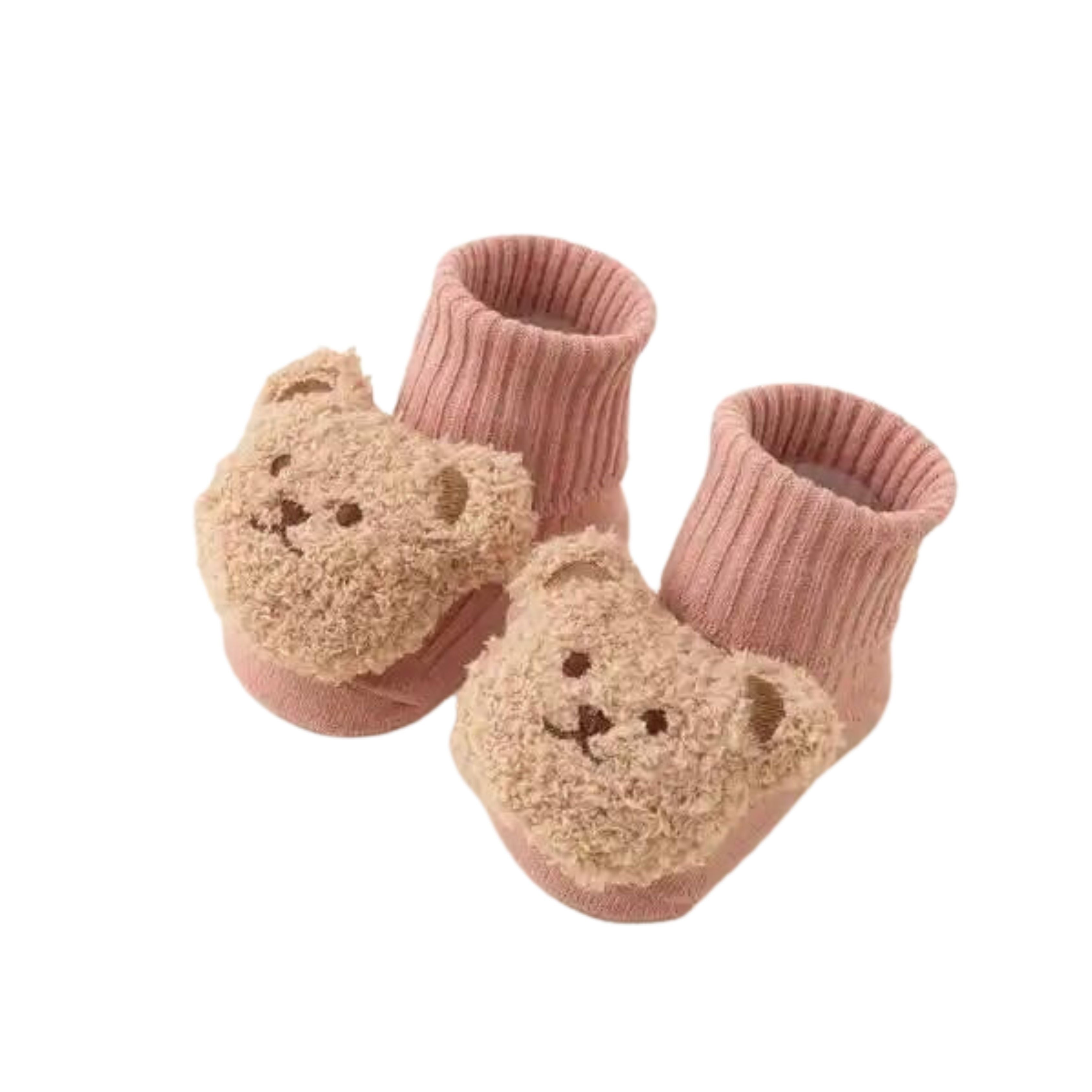 Non-Slip 3D Baby Floor Socks in Pink Bear