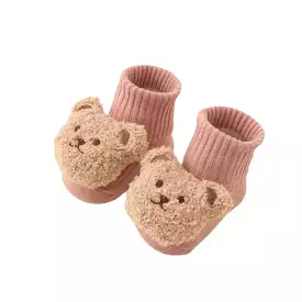 Non-Slip 3D Baby Floor Socks in Pink Bear