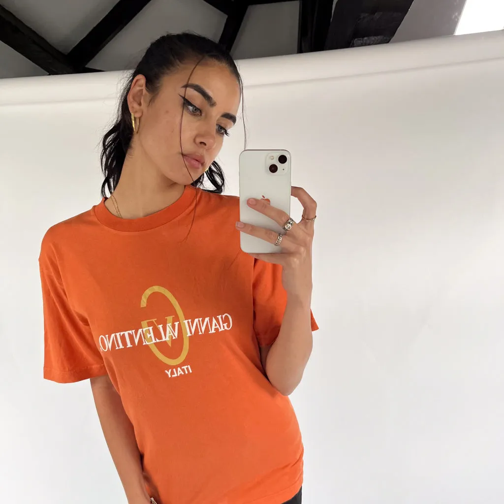 Orange 90s Valentino Spellout T-Shirt (S)