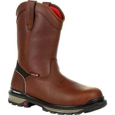 Rocky Men's Rams Horn Waterproof Composite Toe Pull On Work Boot in Dark Brown