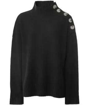 Soft Goat Button Turtleneck Cashmere Jumper | Jules B