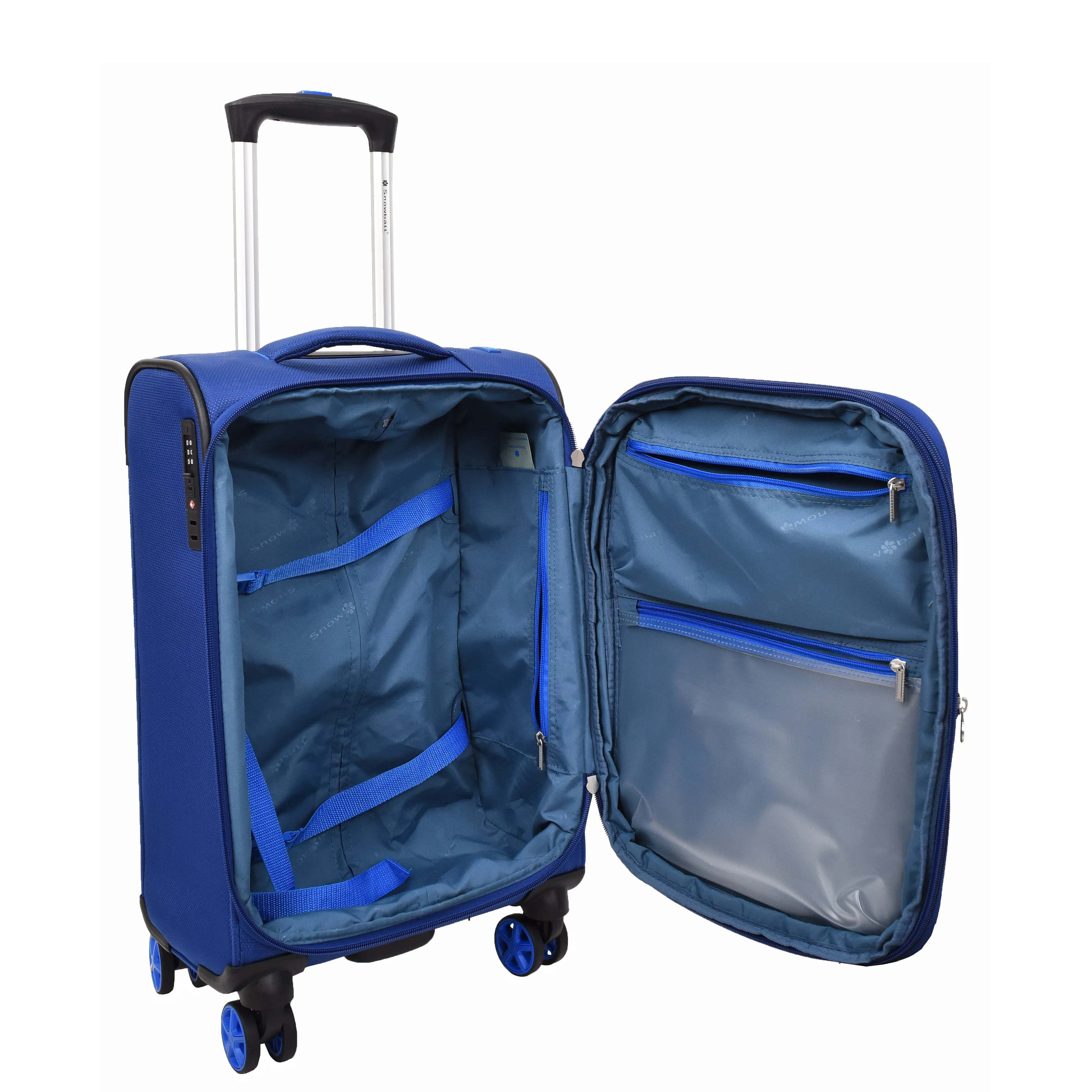 Soft Suitcase 8 Wheel Expandable Lightweight Orion Cabin Size Bags Navy