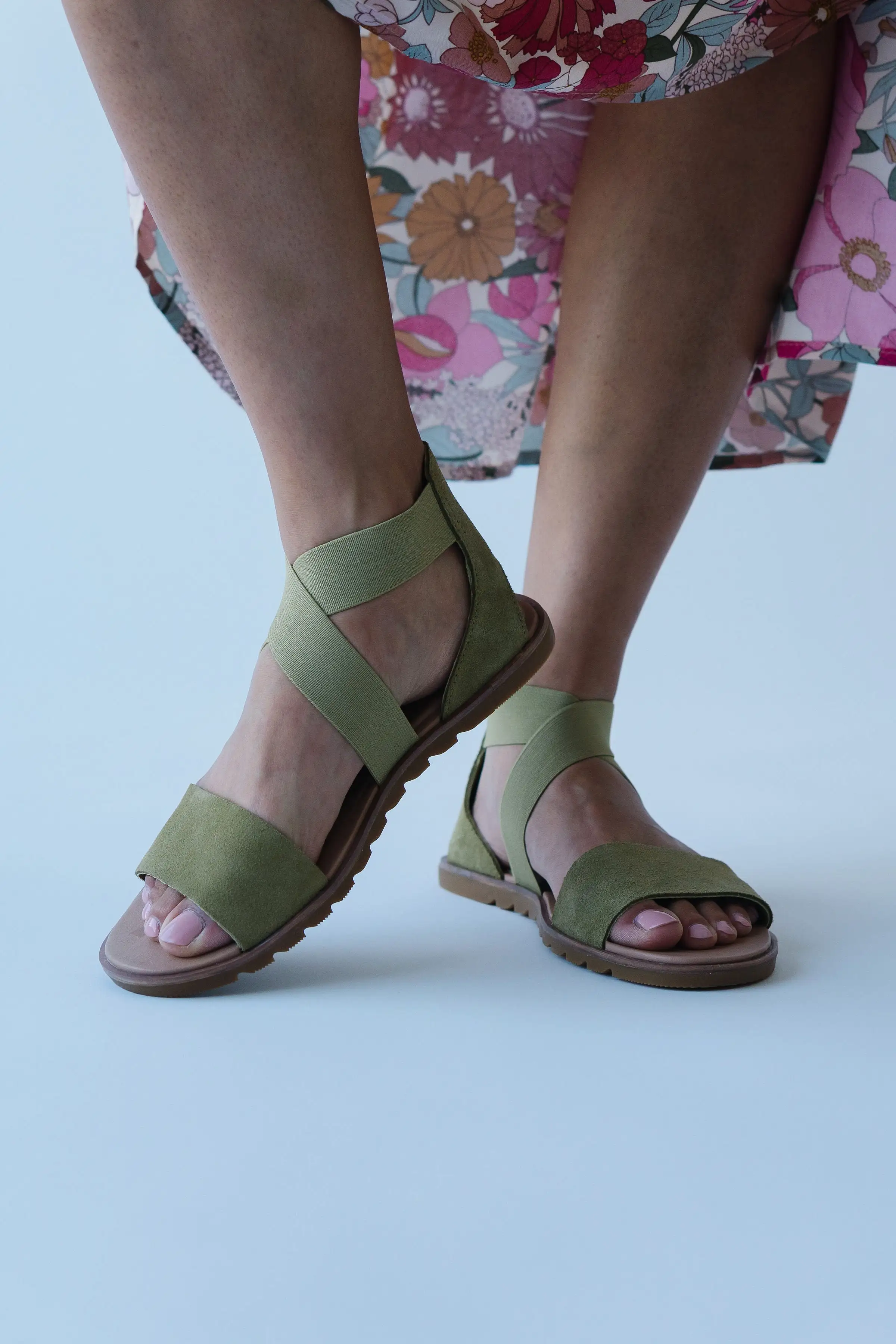 SOREL: Ella II Sandal in Olive Shade + Chalk