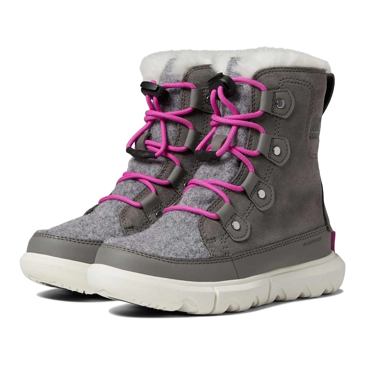 Sorel Girl's Explorer Quary/Lavendar Waterproof