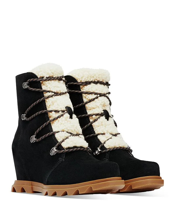 Sorel Joan of Arctic Wedge Iii Lace Cozy Black Sea Salt Women's