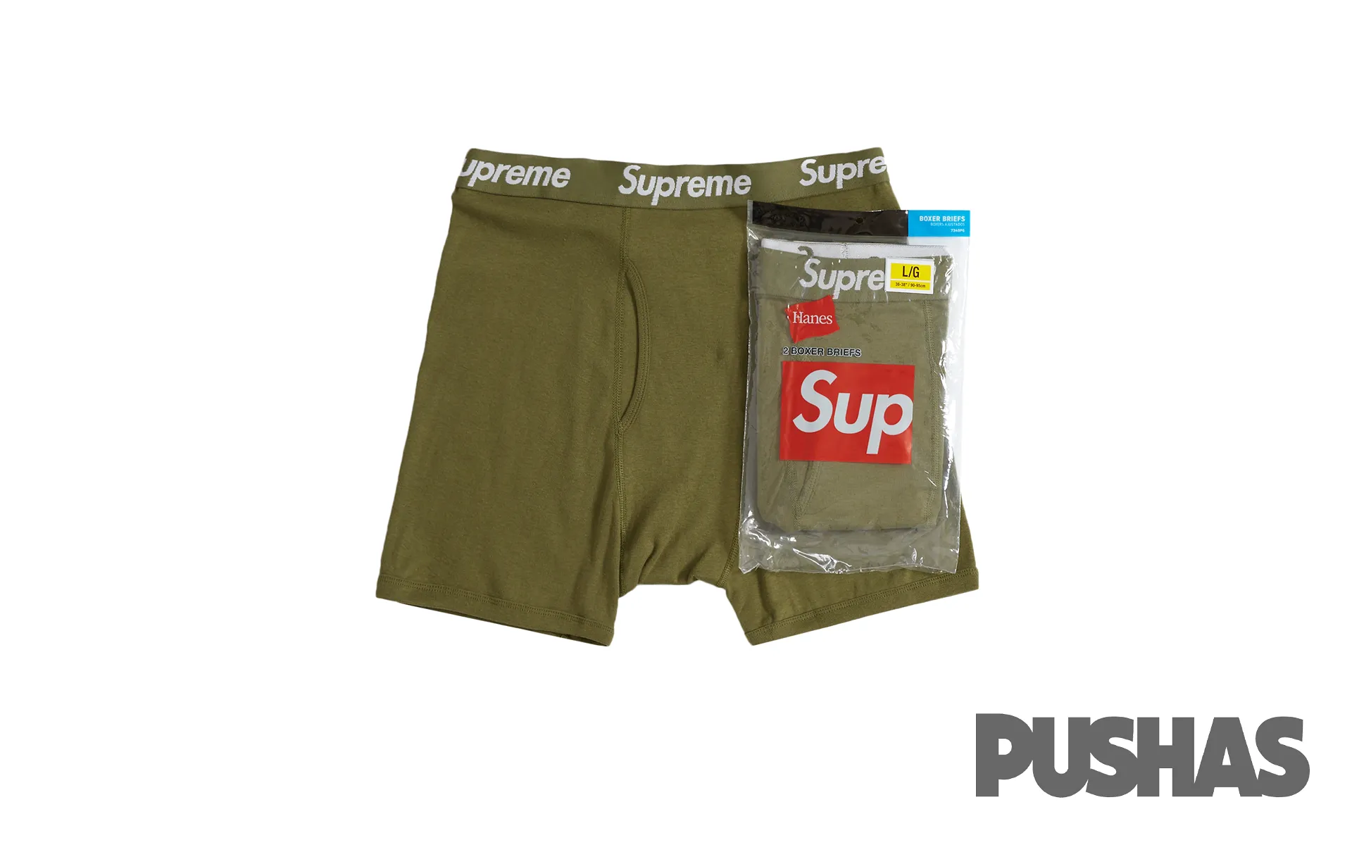 Supreme Hanes Boxer Briefs 2 Pack 'Olive' (2022)