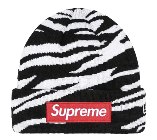 Supreme New Era Box Logo Beanie (FW22) Zebra