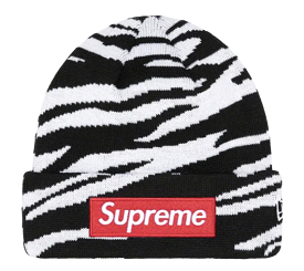 Supreme New Era Box Logo Beanie (FW22) Zebra