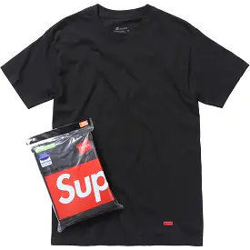 SUPREME X HANES Tagless Tee Black (Pack of 3)