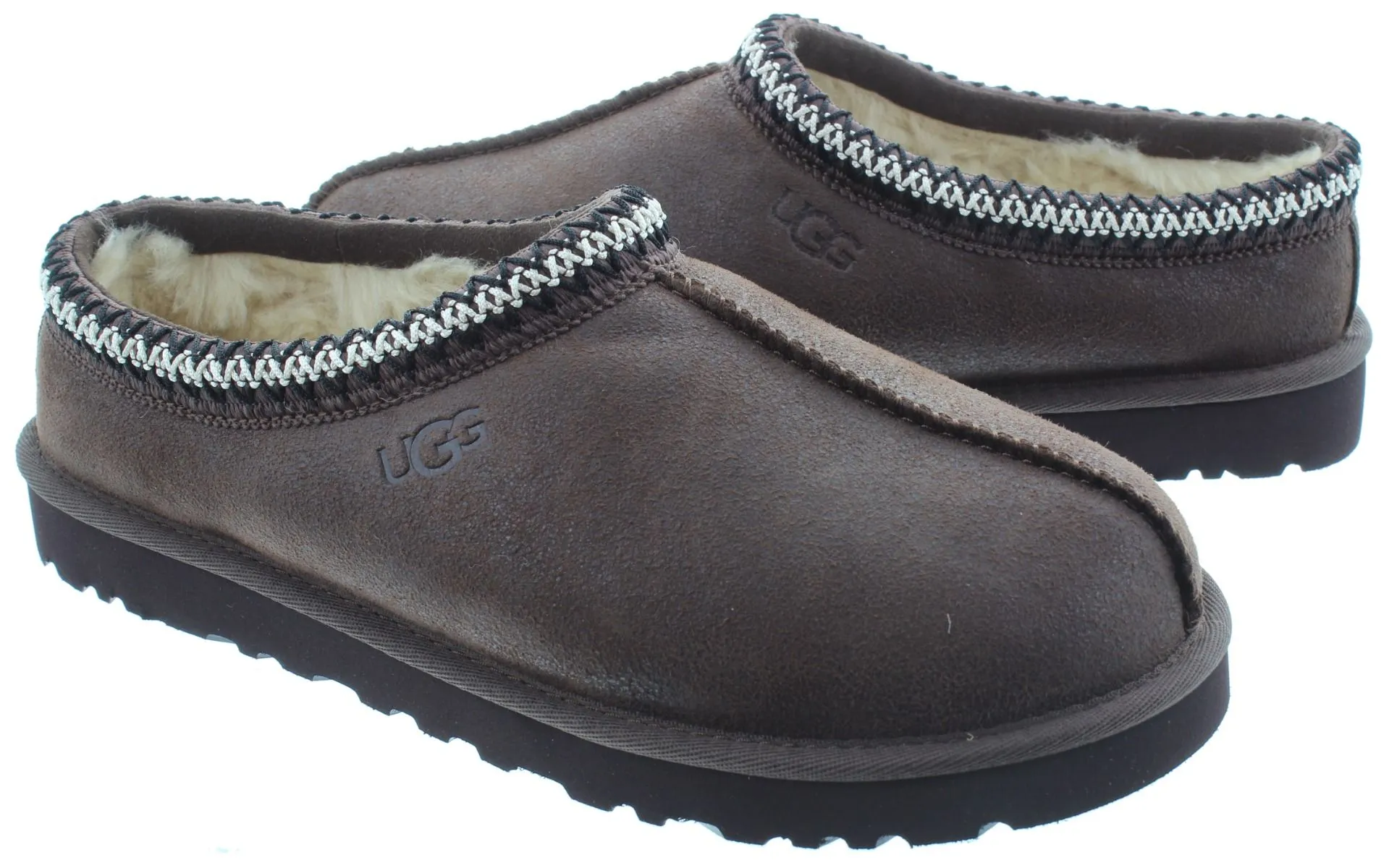 UGG Mens Tasman Distressed Slipper In Burnt Cedar