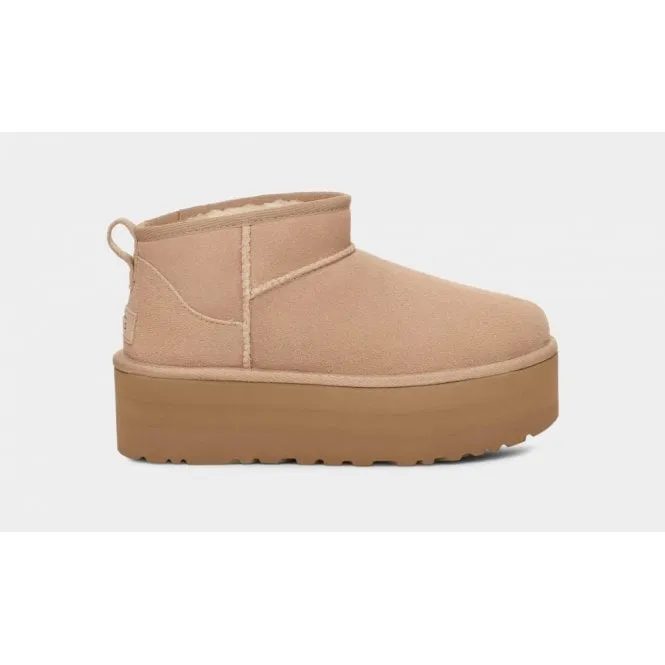 UGG Womens Ultra Mini Platform in Sand Suede