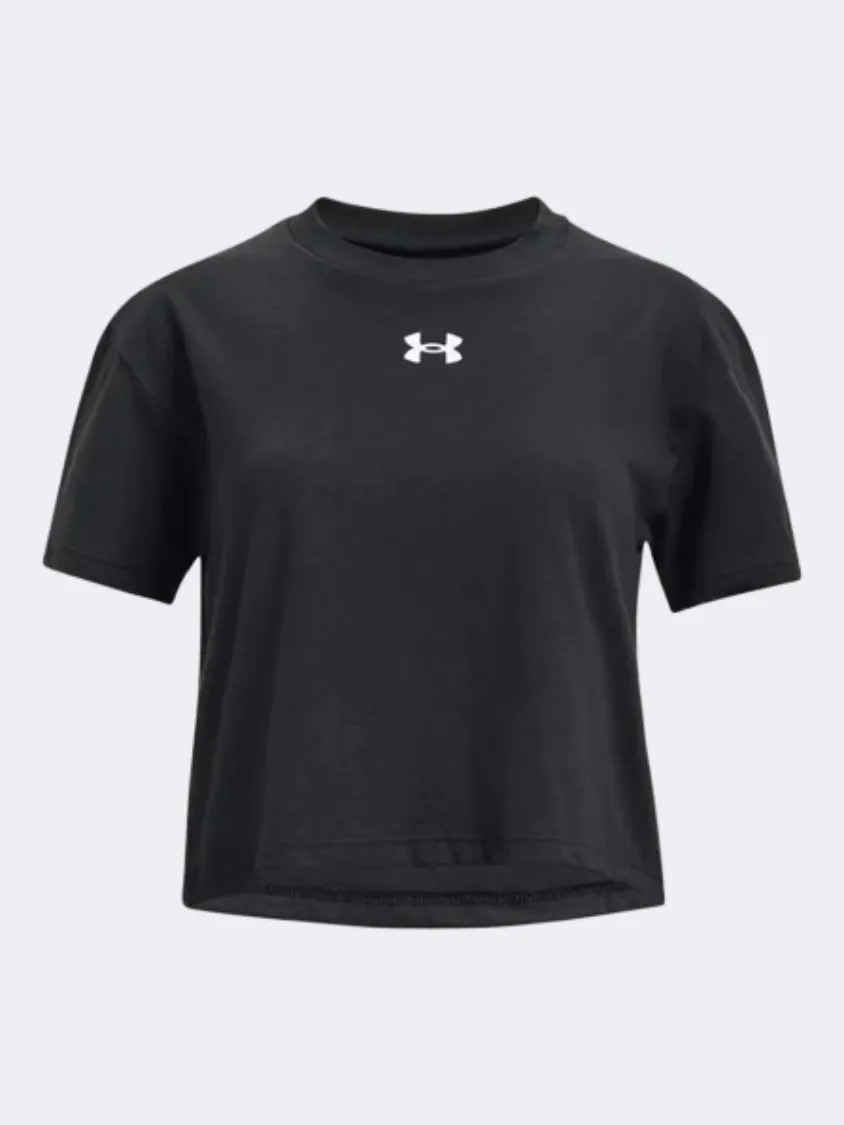 Under Armour Sportstyle Logo Girls Training T-Shirt Black/White