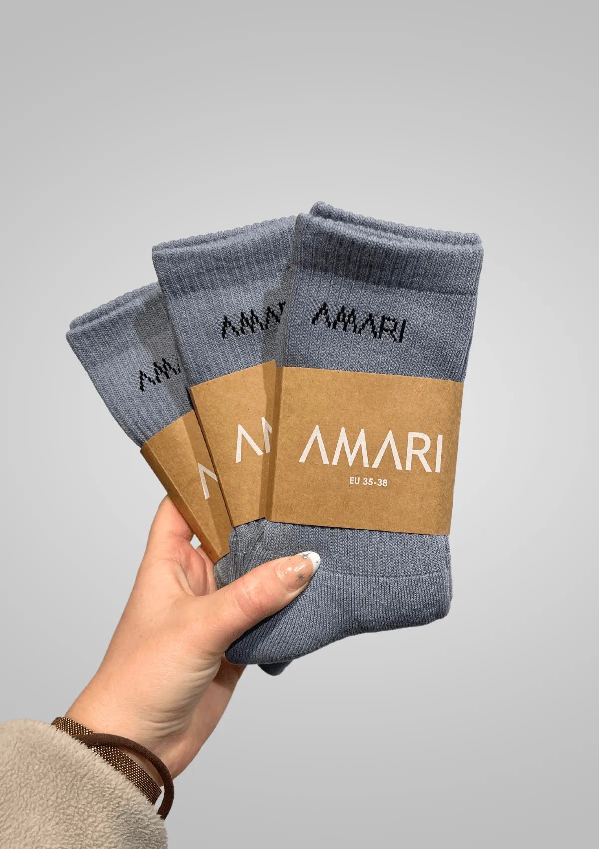 Unisex Crew Socks - Grey (3 Pairs)