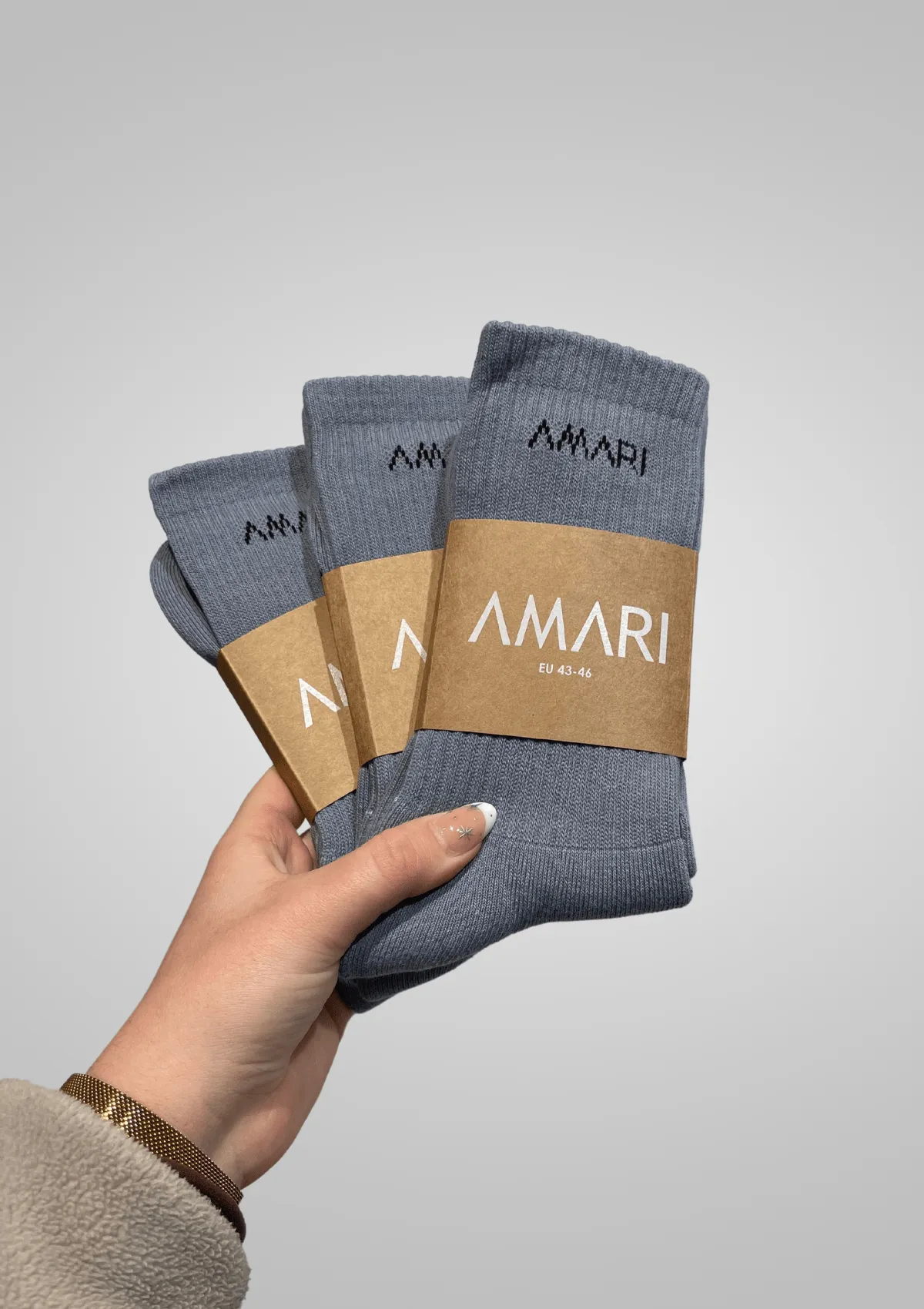 Unisex Crew Socks - Grey (3 Pairs)