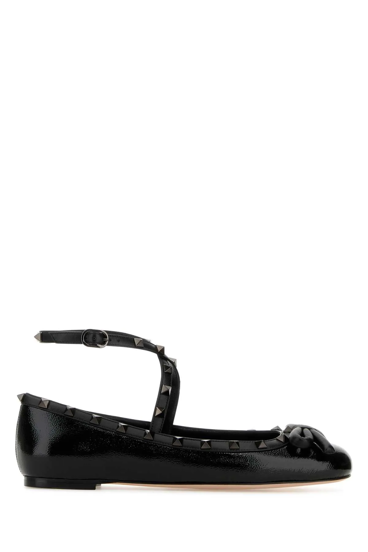 Valentino Garavani Black Leather Rockstud Ballerinas