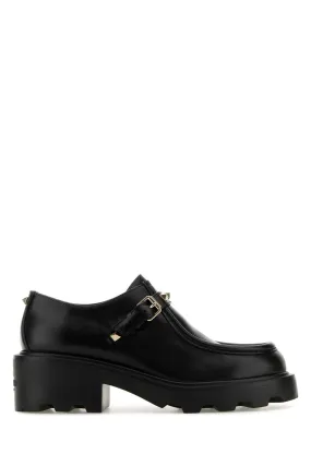 Valentino Garavani Black Leather Rockstud Monk Strap Shoes