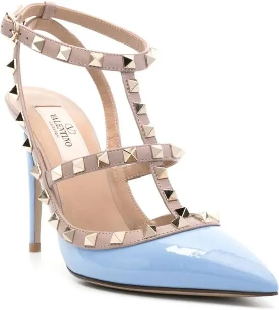 Valentino Garavani Rockstud 100mm patent-leather pumps Blue