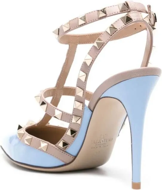 Valentino Garavani Rockstud 100mm patent-leather pumps Blue