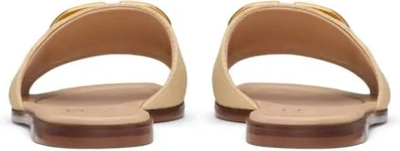 Valentino Garavani VLogo Signature leather slides Neutrals