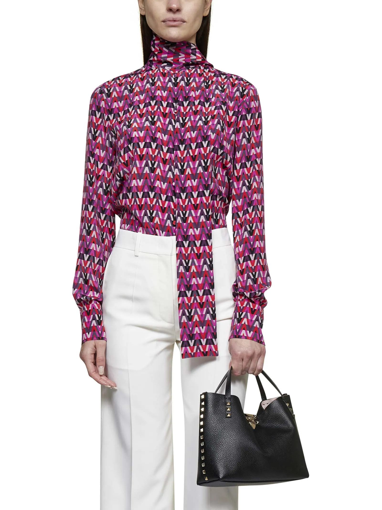 Valentino Pussybow Jacquard Shirt