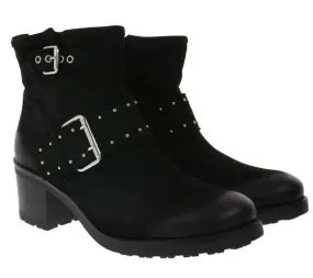 Venturini Milano botines rocky mujer botas biker de cuero real negro