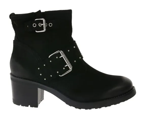 Venturini Milano botines rocky mujer botas biker de cuero real negro