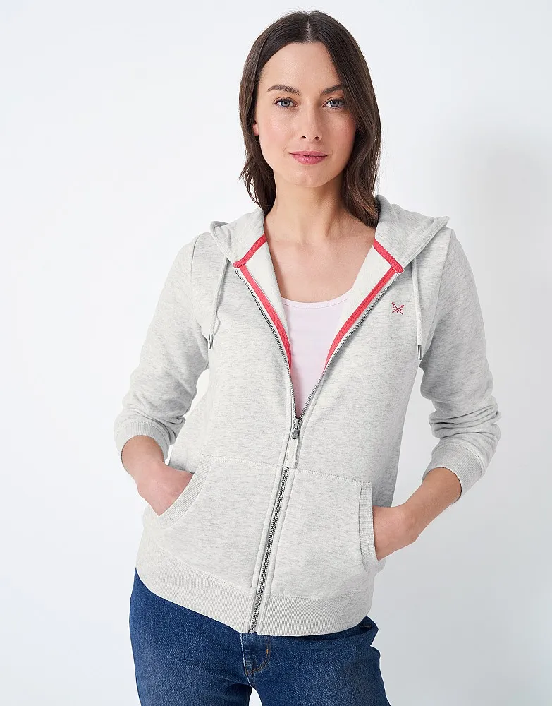 Women's Grey Heritage Zip Through Hoodie from Crew Clothing Company